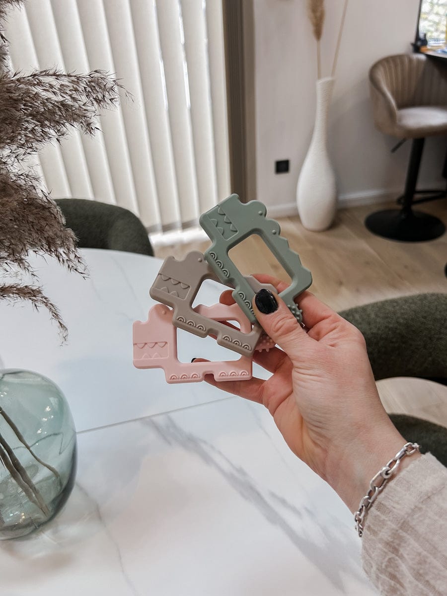 Anneau de dentition "crocodile rose"