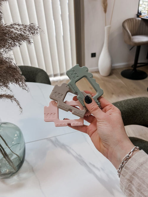 Anneau de dentition "crocodile rose"