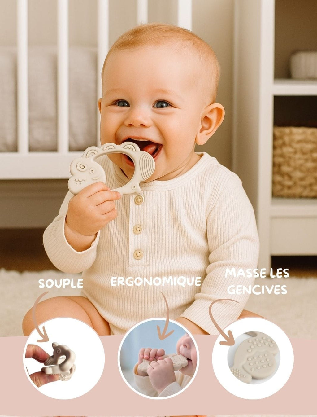 Anneau de dentition "mouton beige"