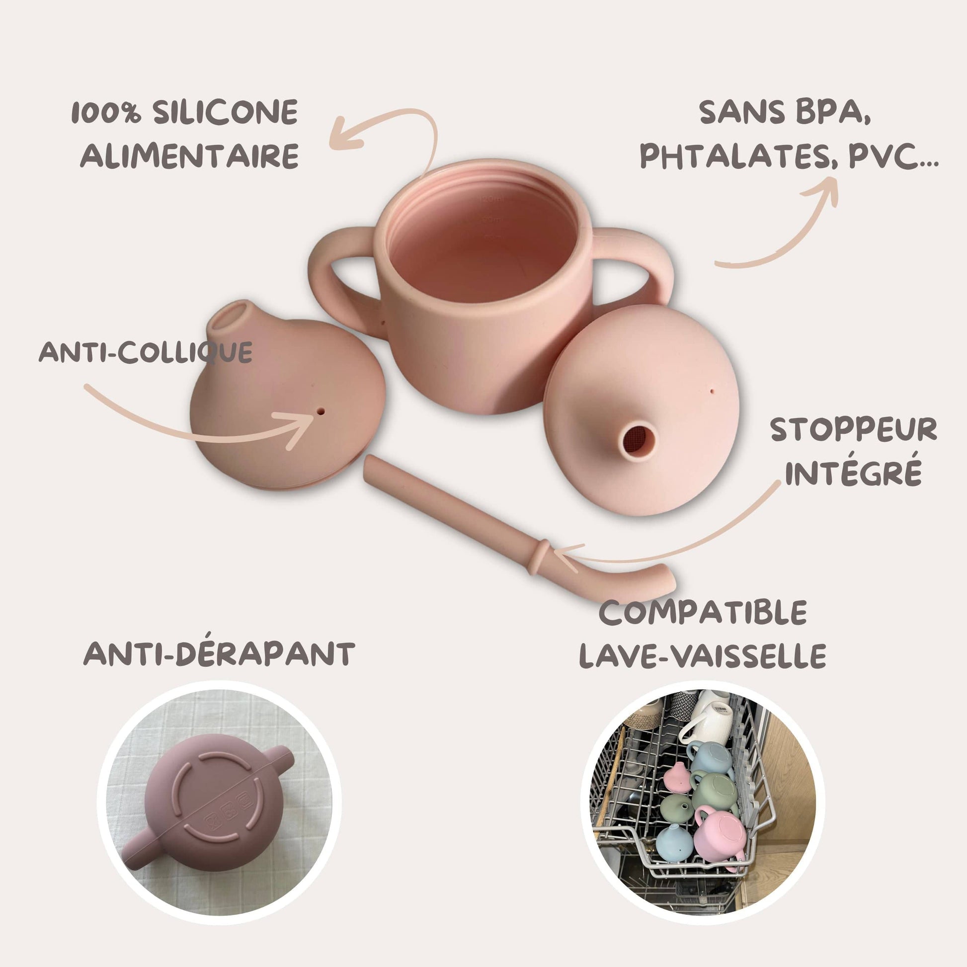 Ensemble de vaisselle et accessoires rose