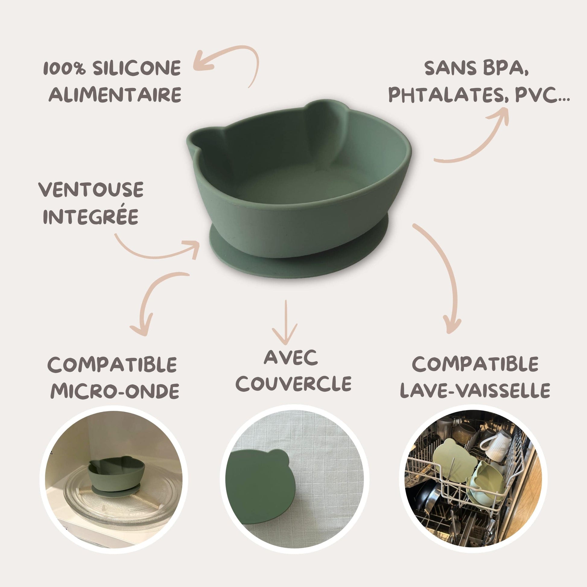 Set de repas "Petit Ours" vert