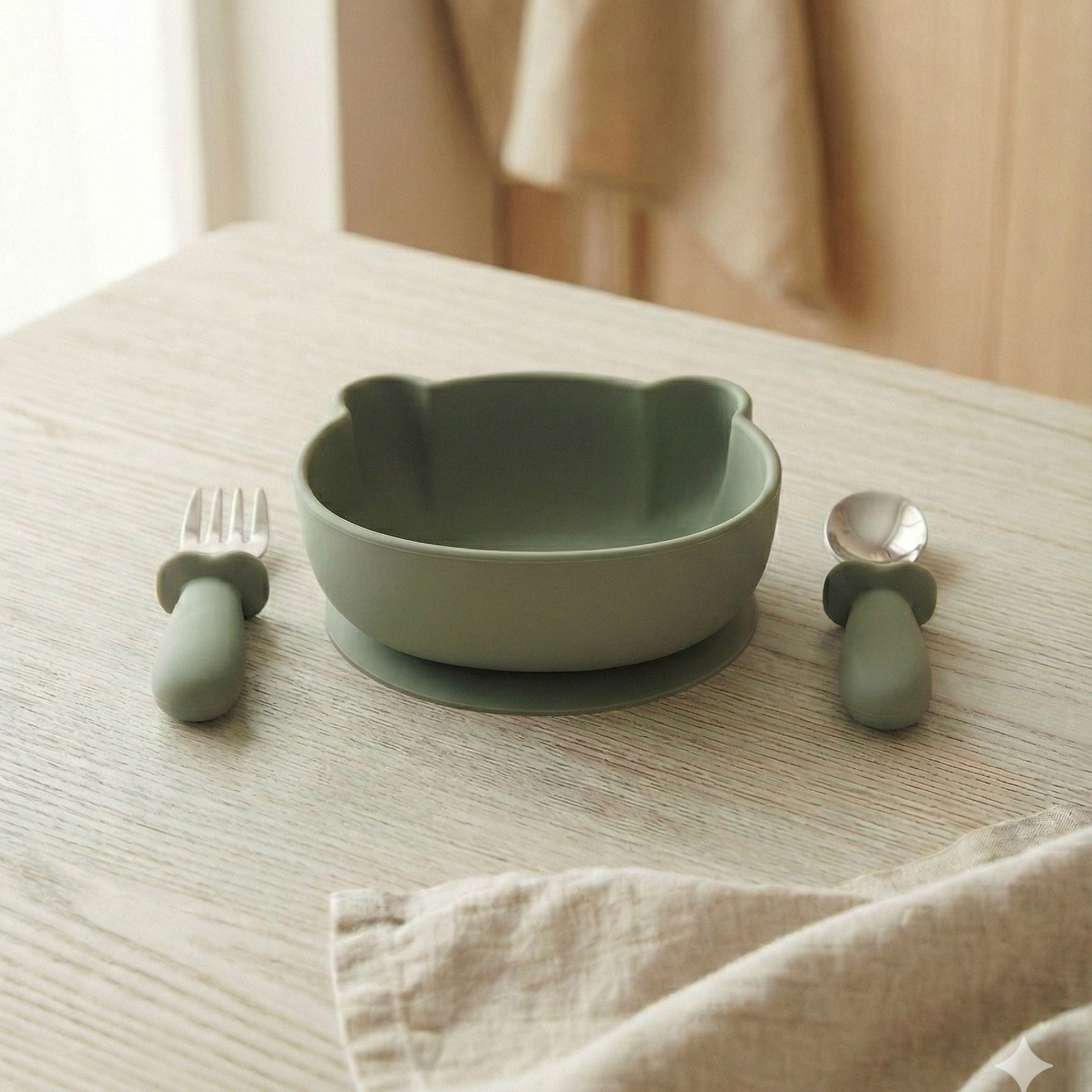 Set de repas "Petit Ours" vert