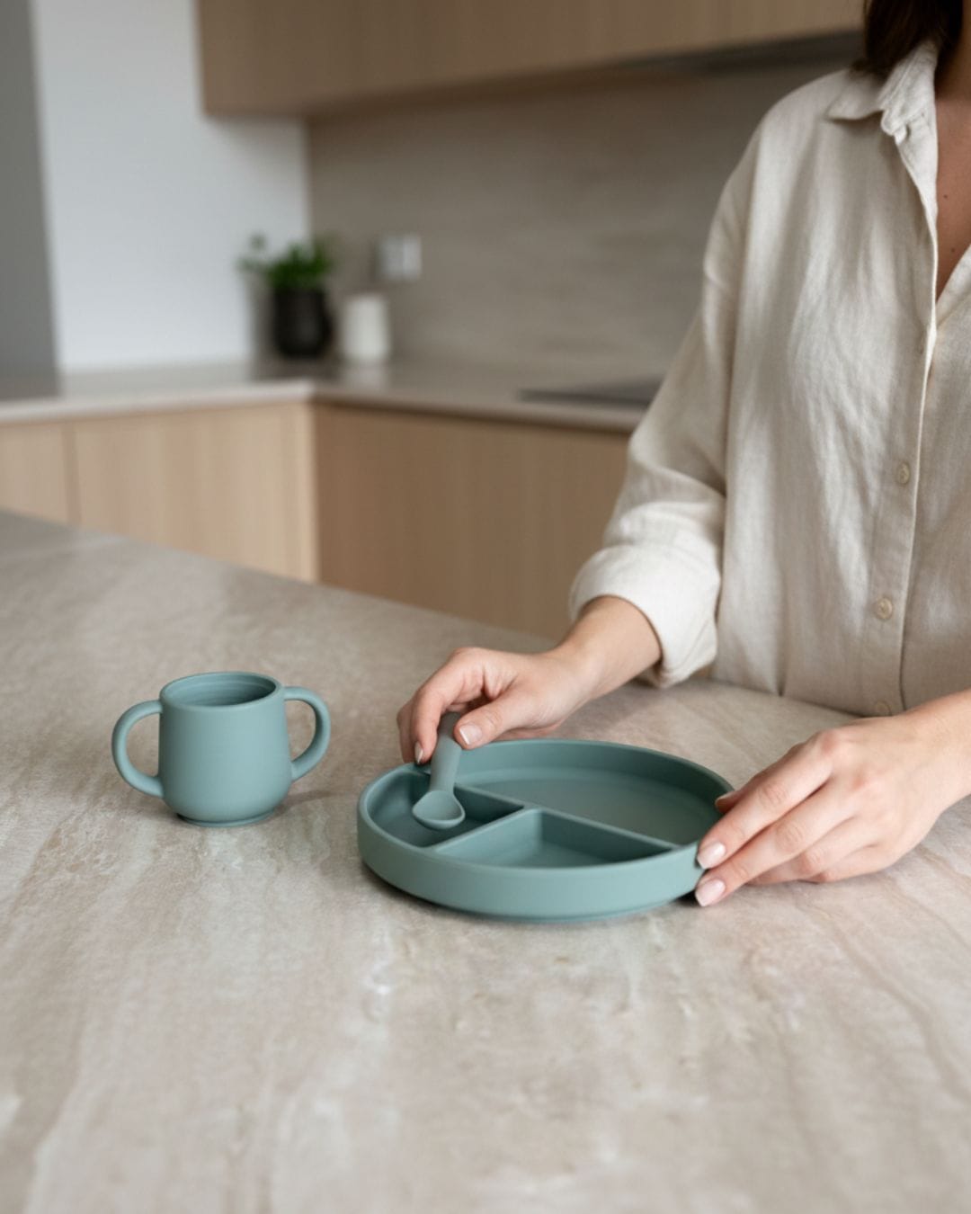 Set repas 3 pièces "vert"