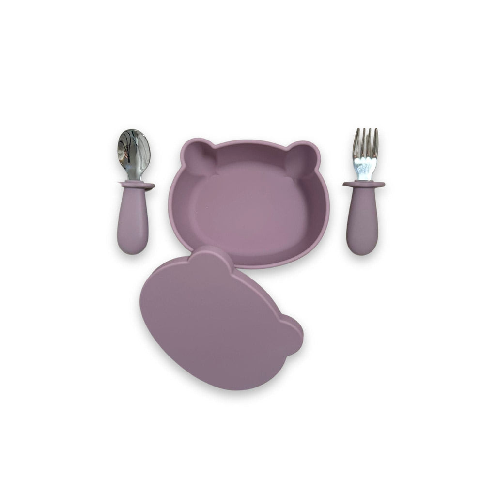 Set repas "Petit Ours" mauve
