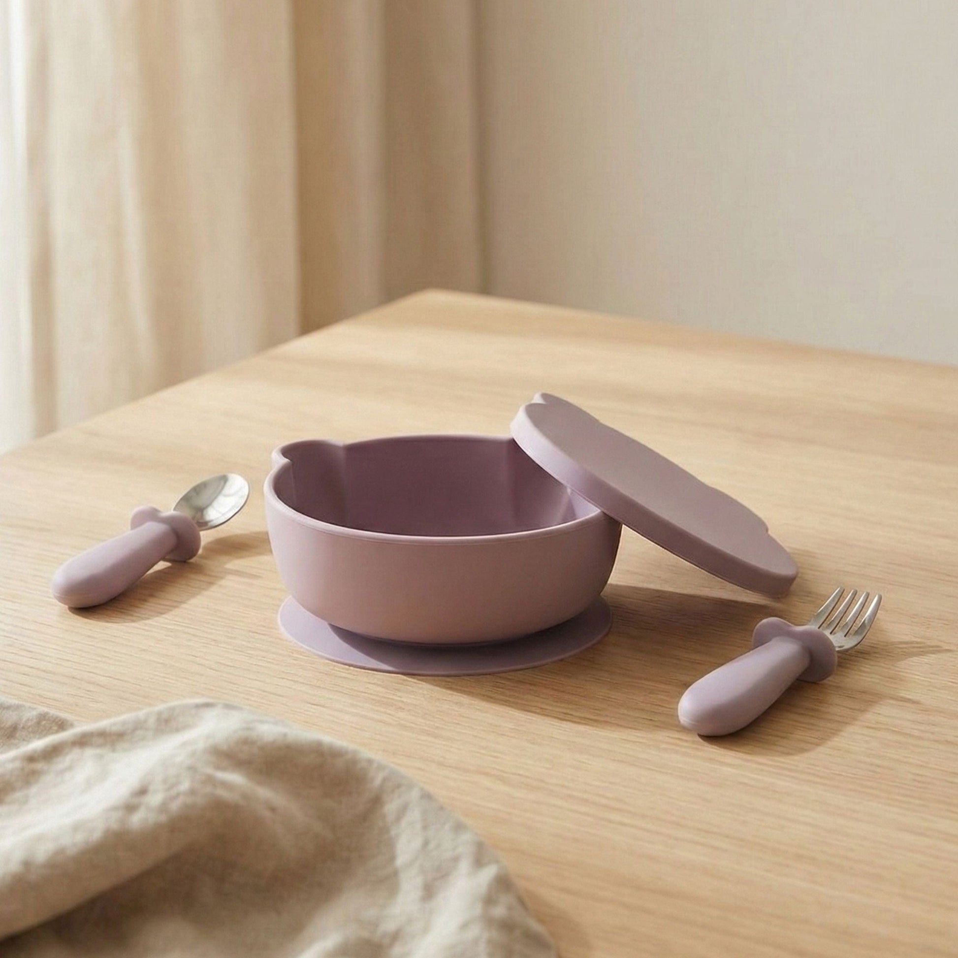 Set repas "Petit Ours" mauve